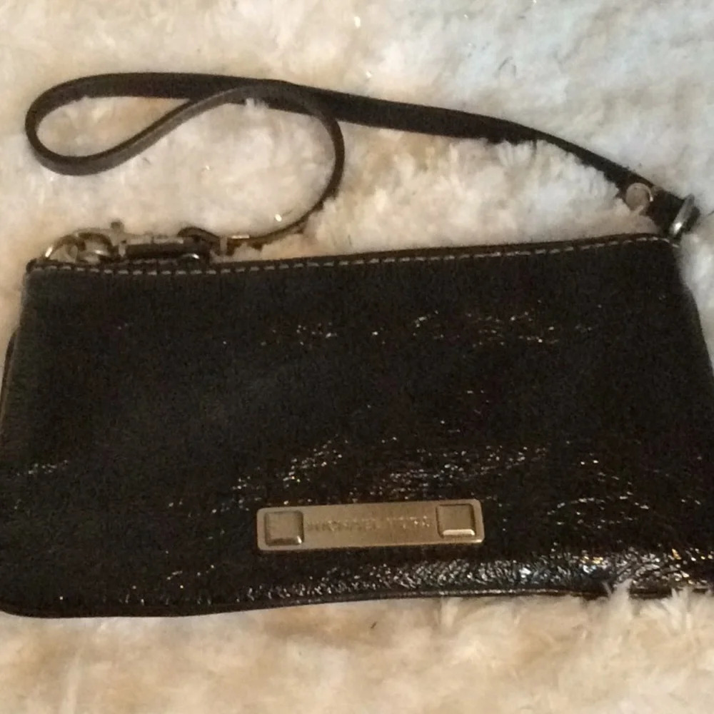 Michael Kors Black Leather Adjustable Wristlet